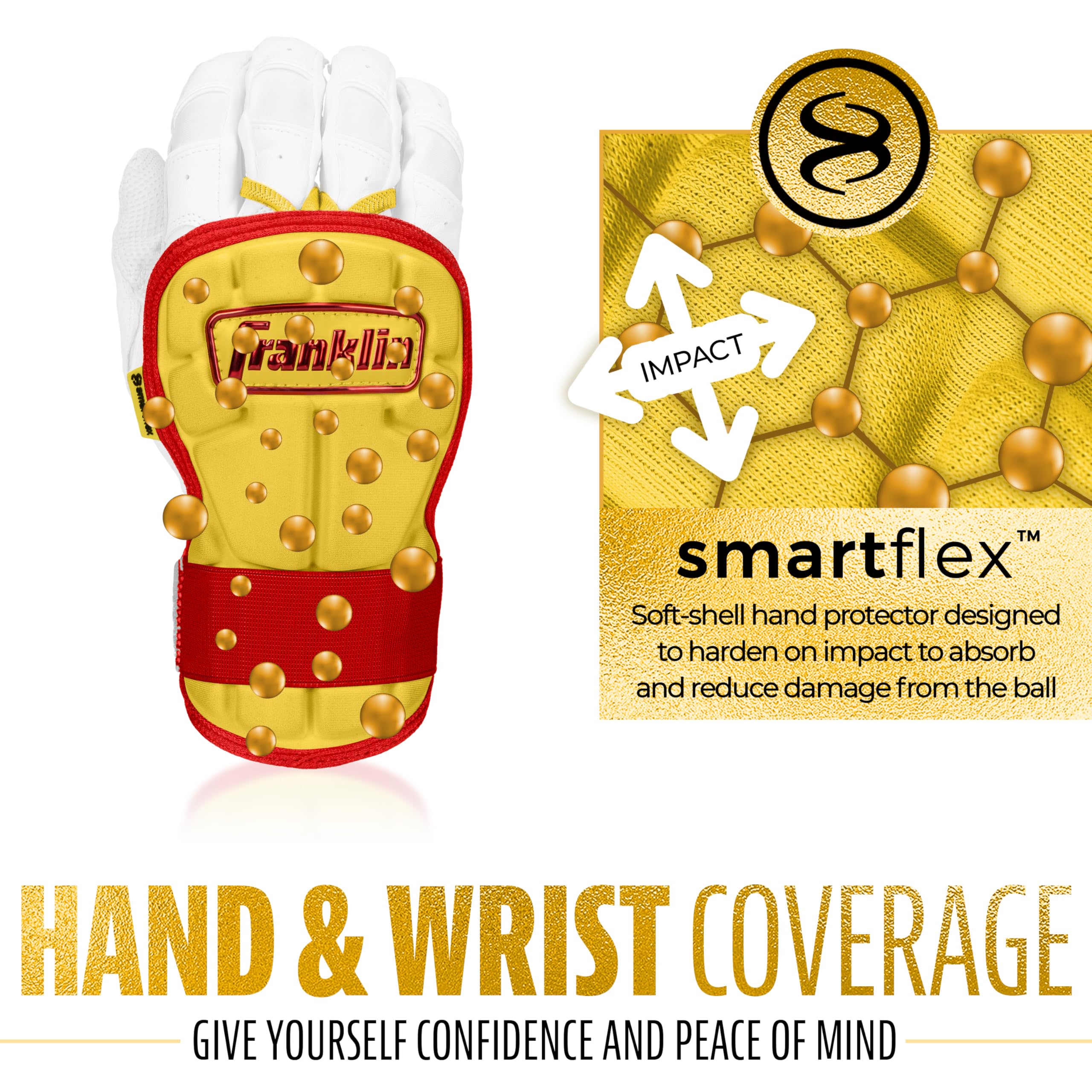 Franklin Sports PRT LG Series - Protector de Mano y muñeca de béisbol para bateadores de Mano Derecha e Izquierda, Talla única, Adulto