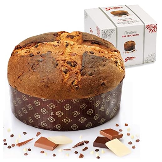 GILBER, Panettone con Tres Chocolates, Oscuro, Leche, Blanco, Bajo sin Glaseado, 1kg, Made in Italy, Caja de Regalo Caja de Cartón