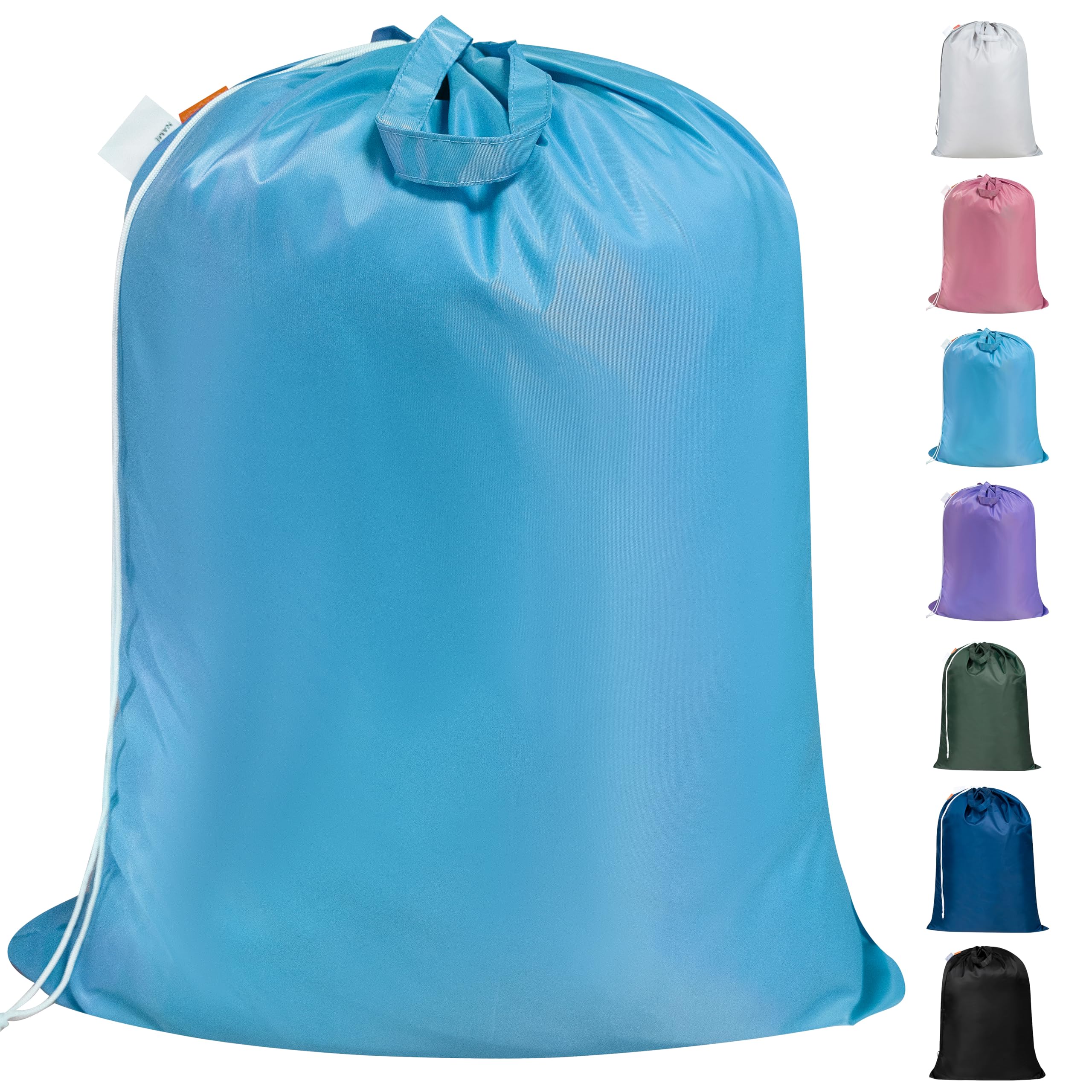 Polecasa Heavy Duty Large Laundry Bag with 130gsm Tear Resistant Fabric and Handles, Easy to Carry Durable Dirty Clothes Drawstring Bag, Perfect for College Dorm,Travel, 28”x36”,Gulf Blue