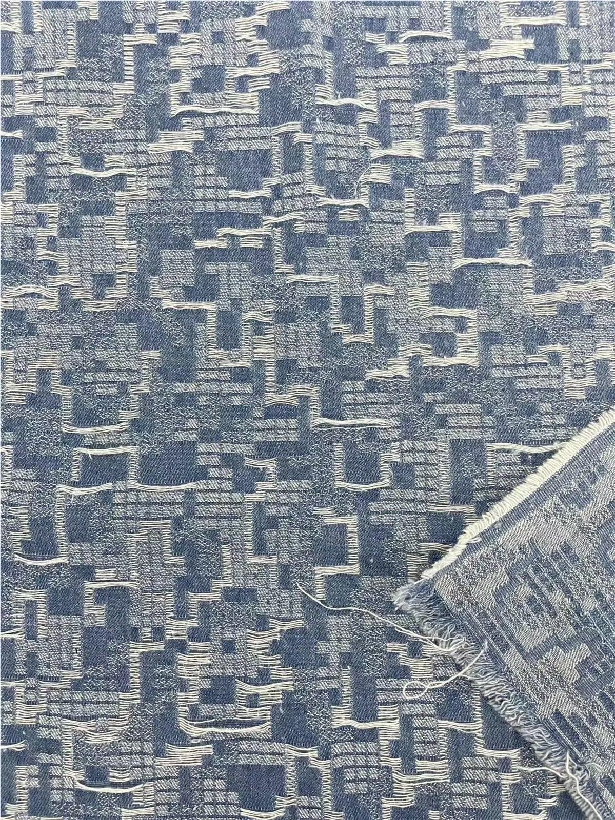 Tela Vaquera De AlgodóN Tela vaquera, Jacquard grueso corrugado geométrico, lavado for coser vestidos, bolsos, pantalones, sombreros, bricolaje Tela De Costura(AA007-2)