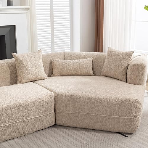 Miniatura 6 de Sofá modular moderno de 125 pulgadas en forma de L para sala de estar, muebles de sala de estar, sofá tapizado de terciopelo con almohadas para sala