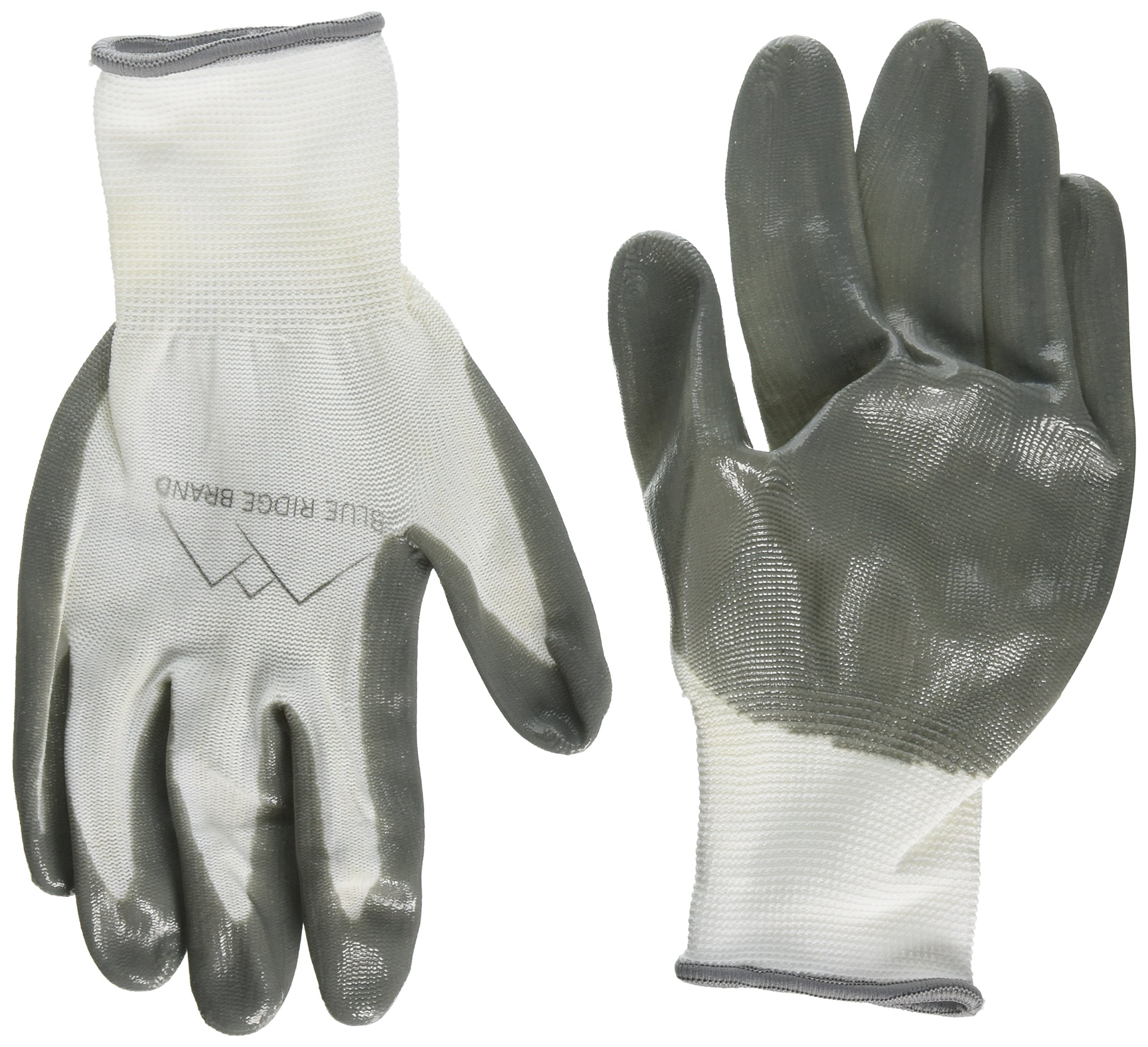 Blue Ridge Brand Work Gloves - Nitrile Gloves 12 Pairs - Rubber Grip Gloves - Men's Work Gloves Value 12 Pack - Safety Gloves