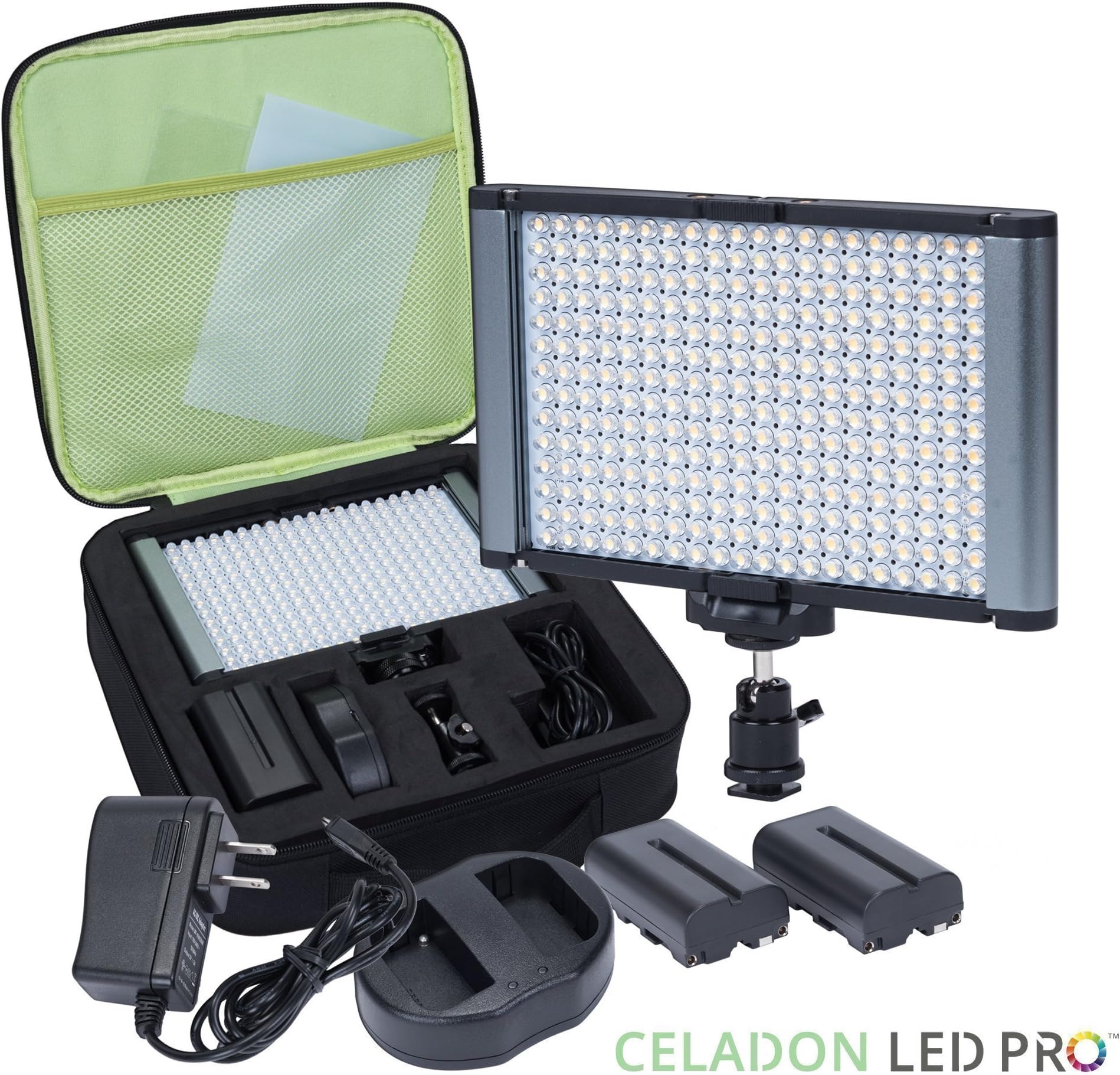 Radiant 2XL 280 LED Dimmable On Camera Video Light Kit for DSLR Camera and Camcorder, Bi-Color CRI95+ Panel, Rechargeable Batteries, Charger, Hot Shoe Mount, Durable Foam Cut Carry Case