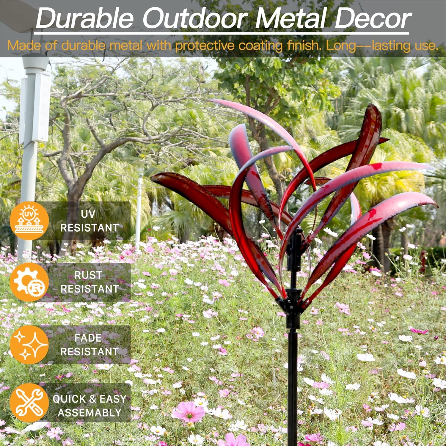 Red 3D Wind Spinners, Outdoor Wind Spinners for Yard and Garden Metal Large