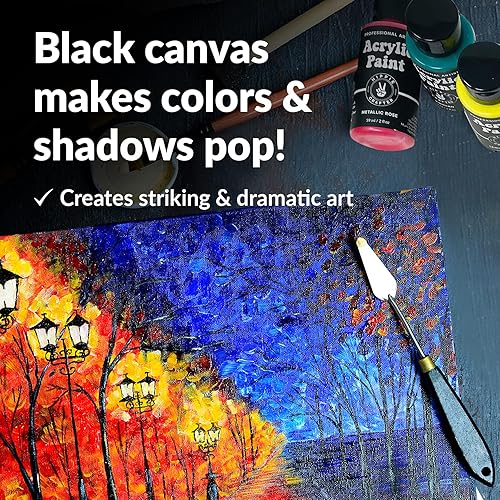 Miniatura 7 de Lienzo negro estirado para pintar a granel, paquete de 10 lienzos pequeños para pintar lienzo en blanco para pintar, lienzo estirado de 11 x 14