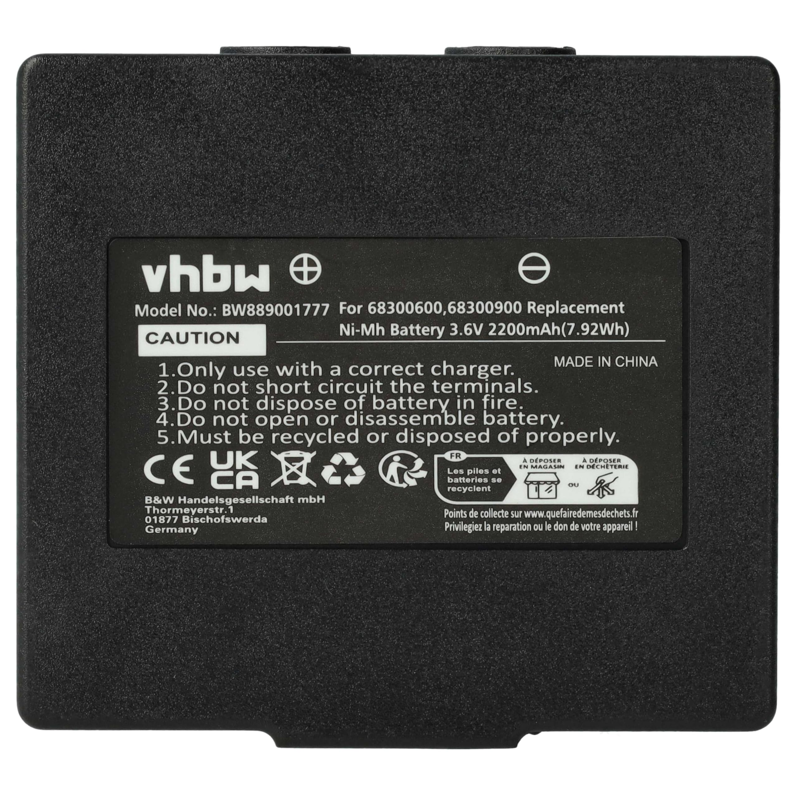 vhbw 5X batería reemplaza Hetronic 900, 68300900, 68300600, HE900 para Mando a Distancia Industrial (2200 mAh, 3,6 V, NiMH) - Negro