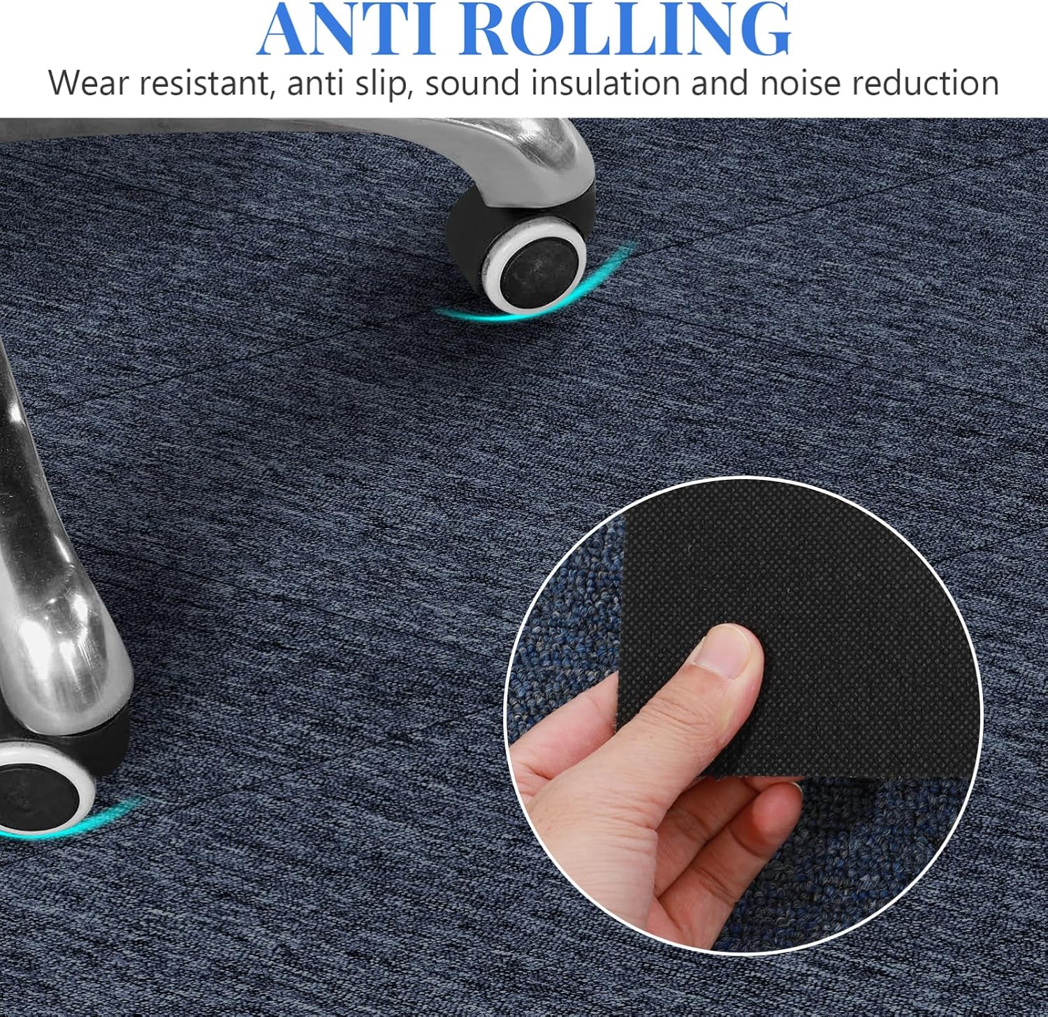 Uonlytech 20pcs Commercial Grade Office Floor Mats Carpet Tiles Sound-Absorbing Easy to Install Fire Retardant Square Mats for Home Office Use