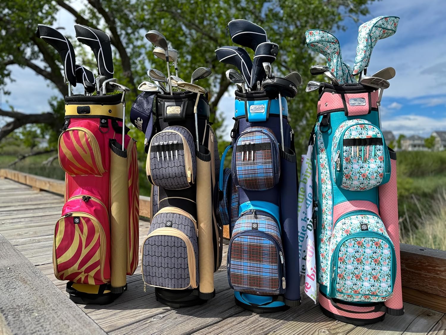 Sassy Caddy Women’s Deluxe Golf Cart Bag – 14-Way Divider, Waterproof, Lightweight (7.5 lbs), Includes Cooler Pocket, Detachable Purse & Rain Hood