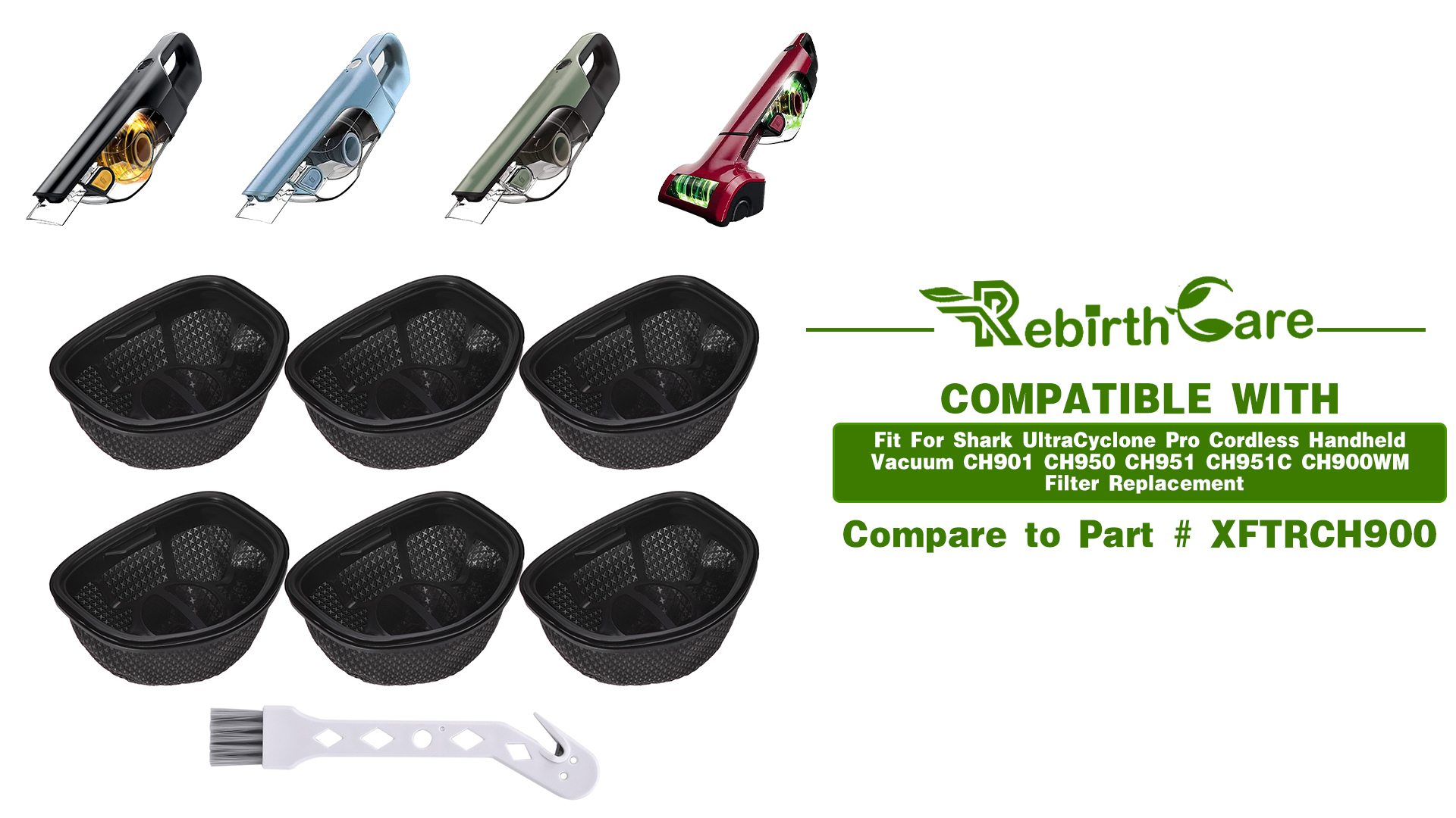 Filtres De Rechange Pour Aspirateur Shark - Lot De 2 (feutre + Mousse) - Compatible CH900WM, CH901, CH950, CH951