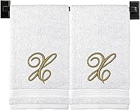 Vista 104 de Toallas de mano beige para baño, monogramadas, toallas turcas de algodón de lujo, bordadas en Estados Unidos, juego de 2, elige el color y la letra