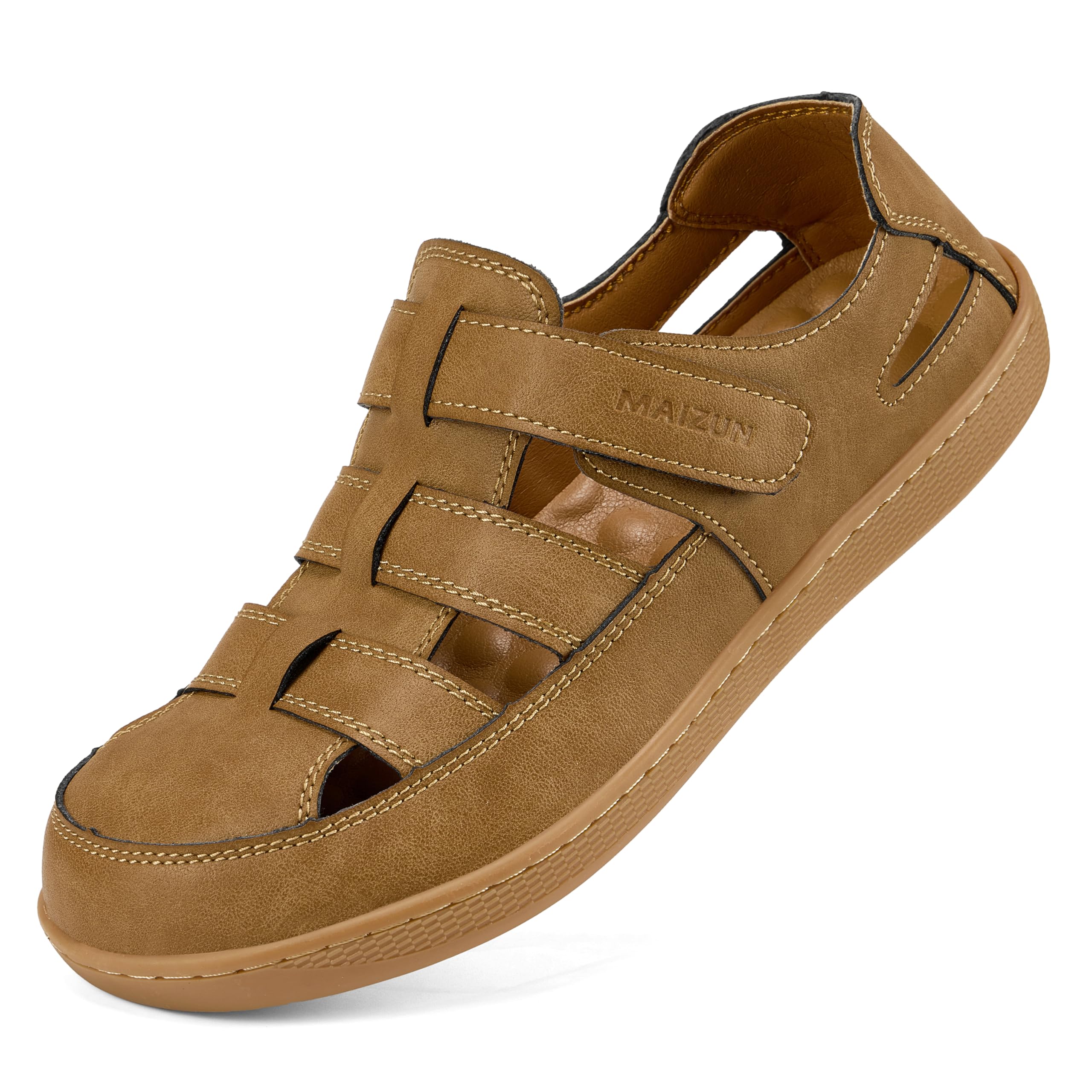 Sandales d'été en cuir pour homme bout large sport activités de plein air chaussures Légères randonnée la plage et le trekking Sandales