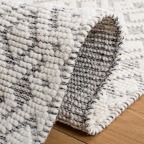 Miniatura 5 de SAFAVIEH Vermont Collection - Alfombra decorativa de 3 x 5 pies, gris y marfil, hecha a mano, moderna lana geométrica bohemia, ideal para zonas de