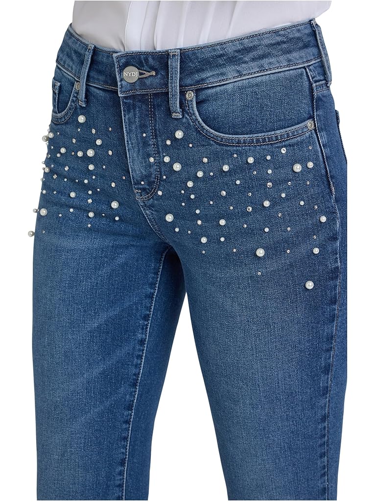 Blue NYDJ Petite Marilyn Straight Jeans in Lake Notre-Dame