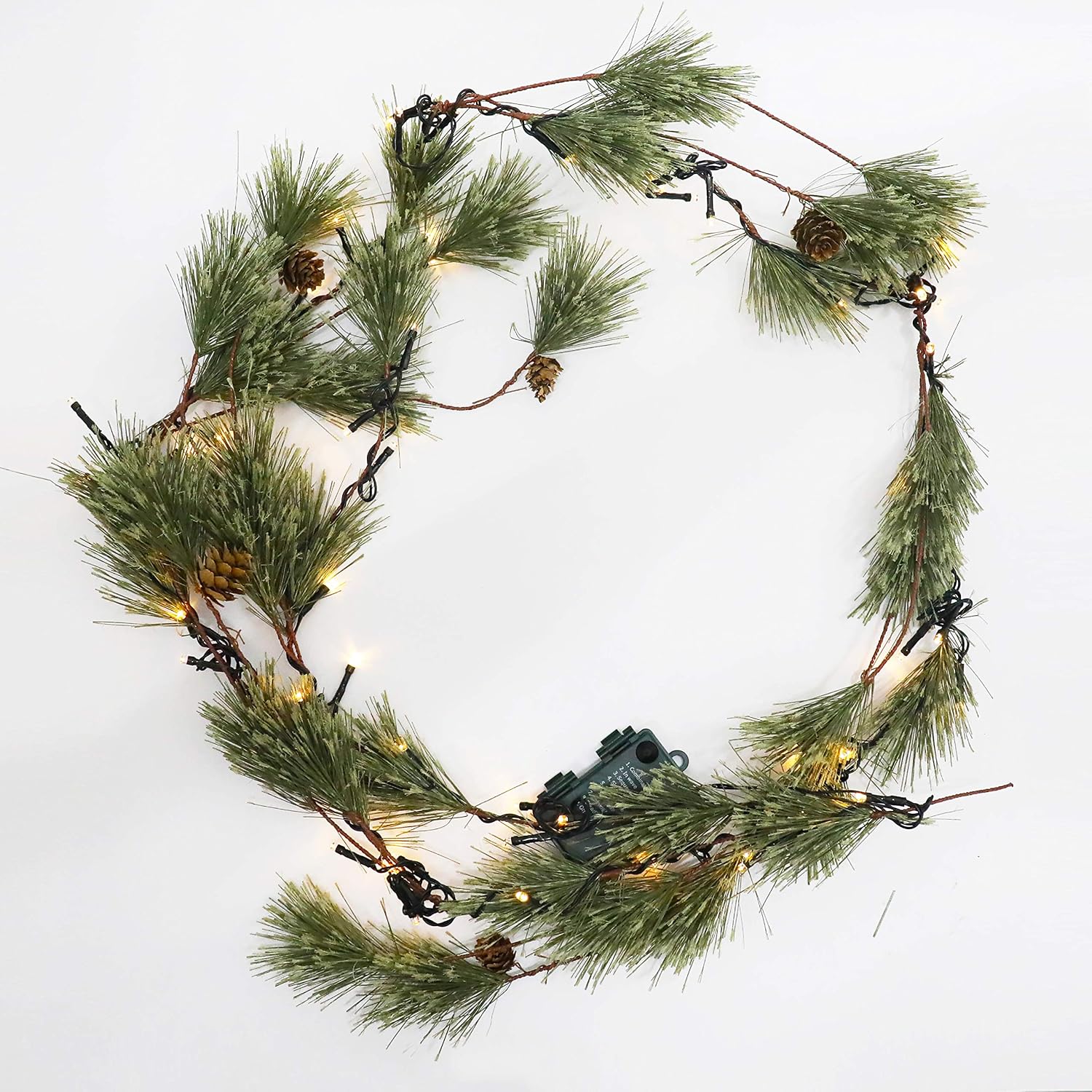 Joiedomi 6 Ft. Smokey Pine Christmas Garland Pre-Lit with 50 Clear Lights Home & Office Holiday Decoration