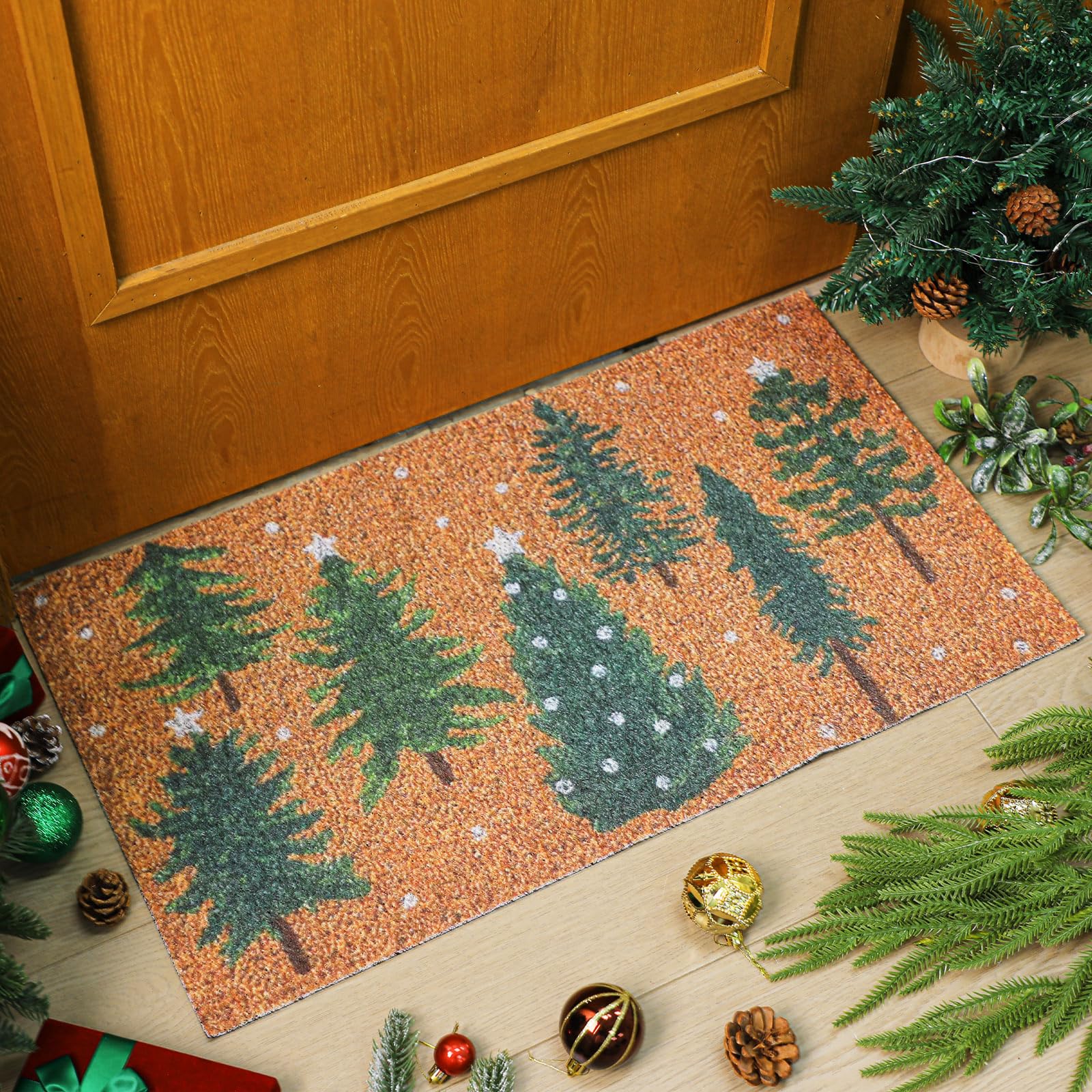 Tapis vert imitation coco Dunzy antidérapant pour entrée et terrasse