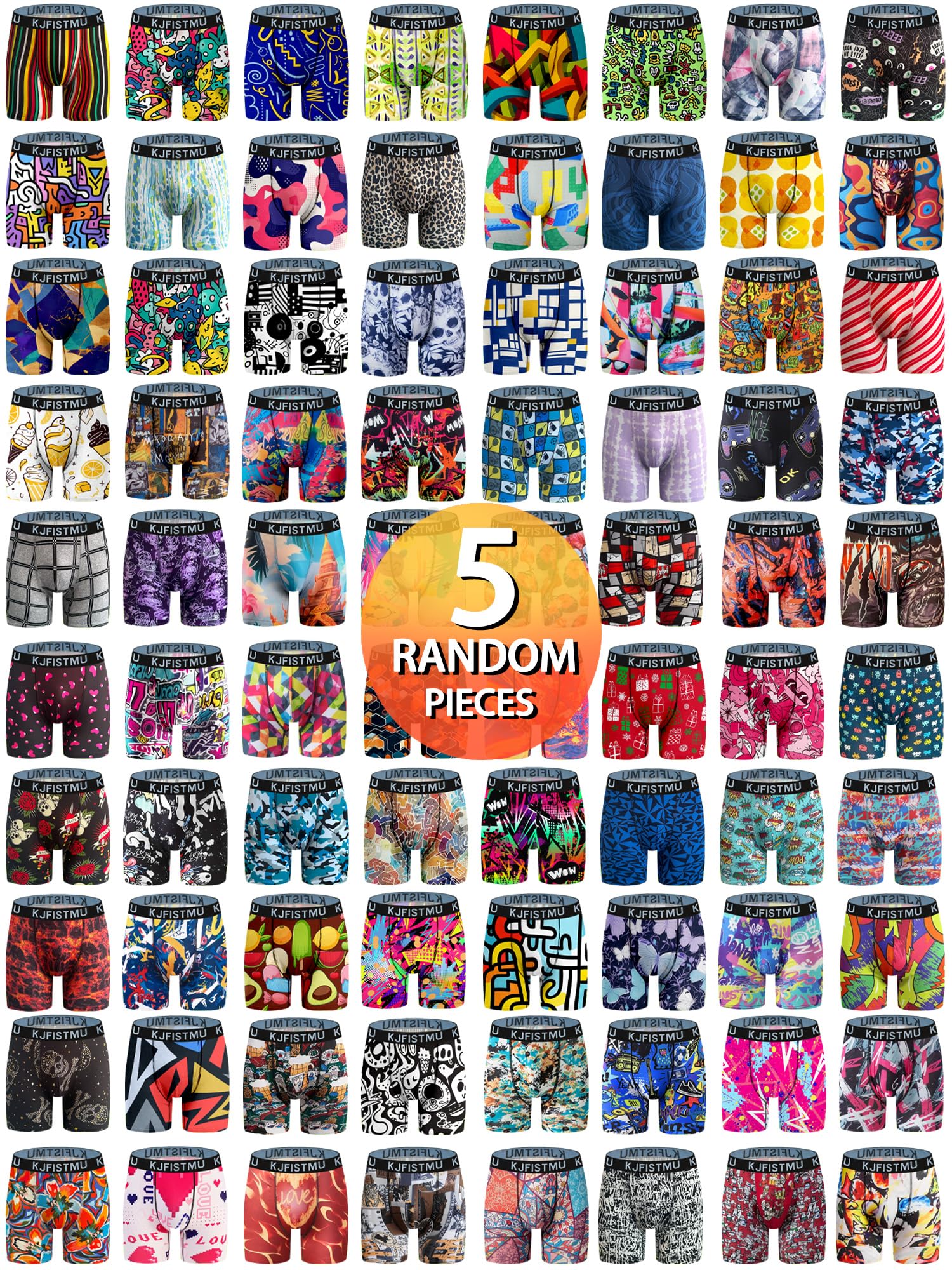 Men's 5-Pack Tie-Dye Stripe Boxer Briefs - Soft Breathable Lightweight for Casual Daily Athleisure