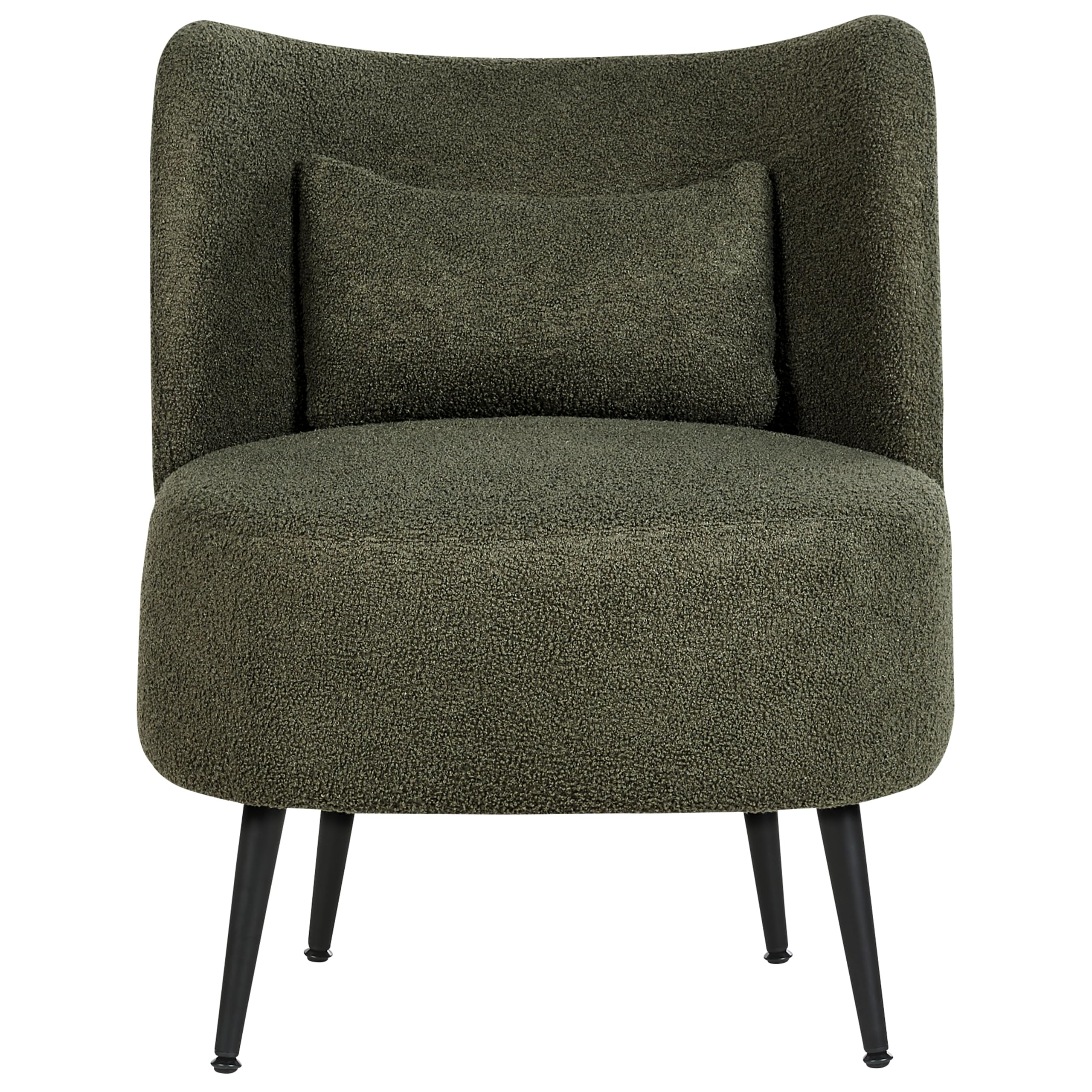 Beliani Wohnzimmer Sessel Gebogene Rückenlehne Glam Design Boucle Polsterung Schwarze Beine Dunkelgrün Otsby
