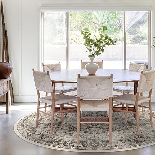 RUGGABLE Kamran - Alfombra redonda perfecta para sala de estar, dormitorio, cocina, apta para mascotas y niños, resistente a las manchas y al agua,