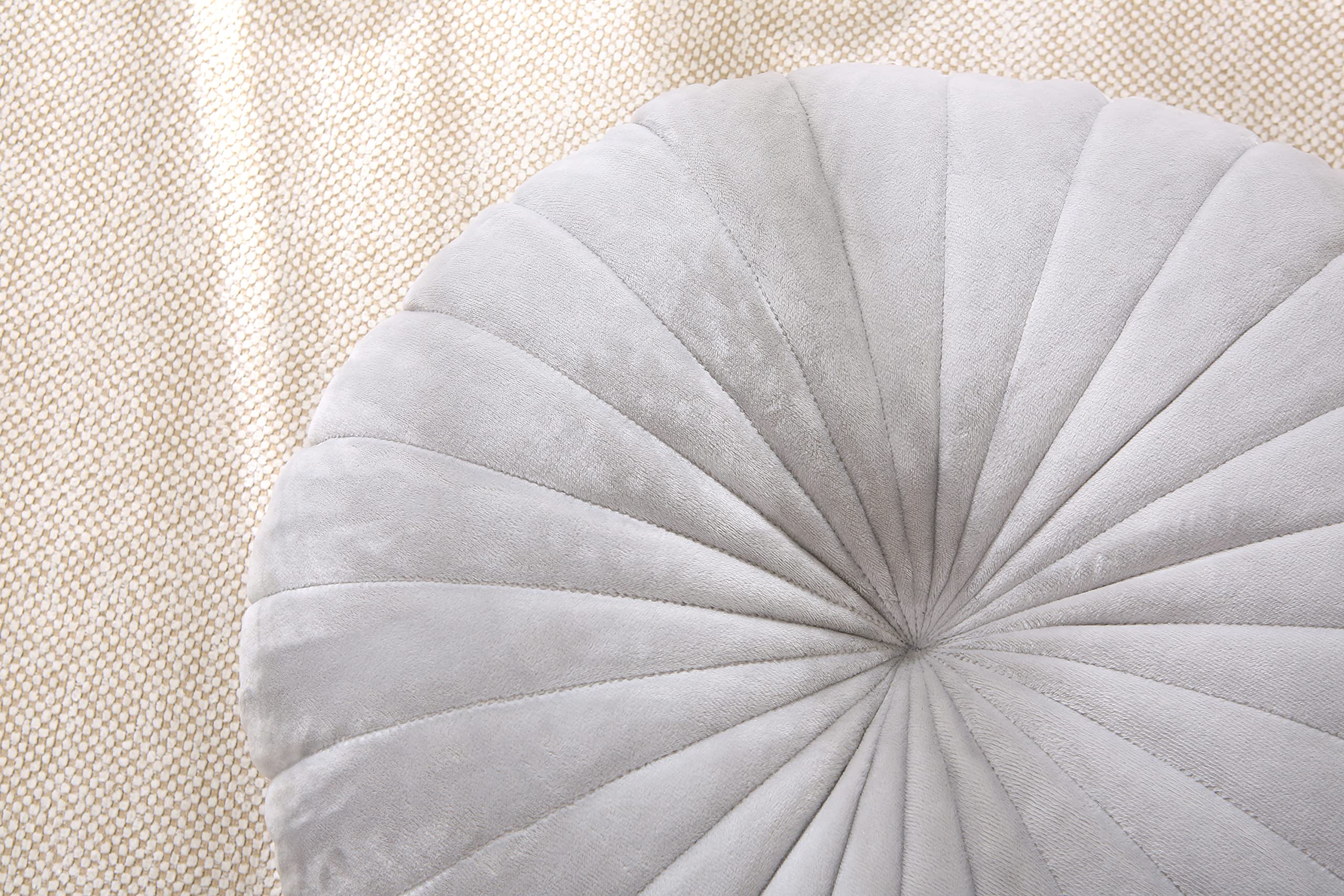 Almohada de suelo redonda grande para adultos, cojines gruesos de terciopelo para yoga, sala de estar, balcón, tatami al aire libre, 18 pulgadas (gris)