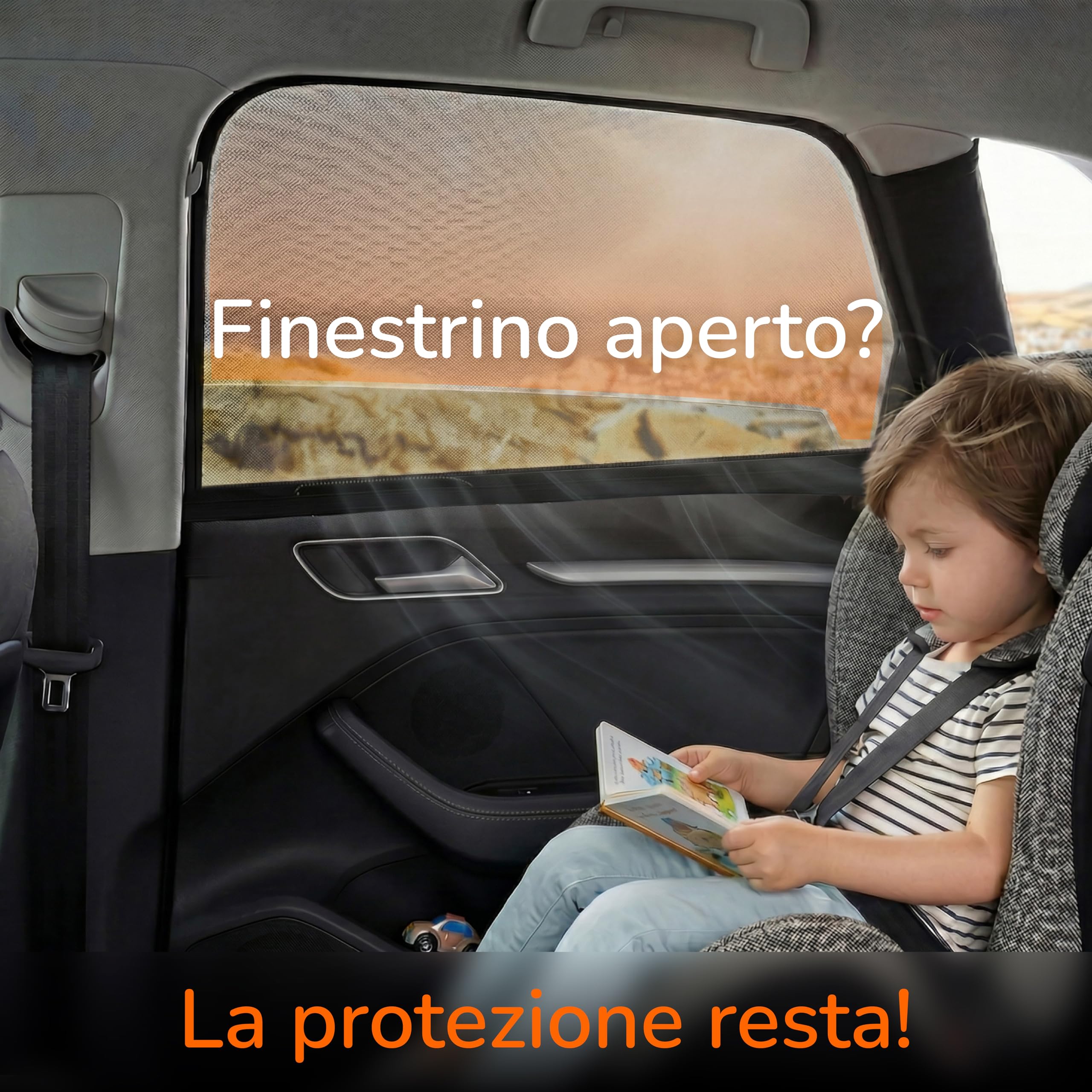 Parasole Auto per Bambini con Protezione UV Certificato TÜV UPF 15 Upgrade4cars