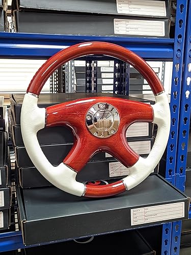 Miniatura 7 de Raptor Volante de madera de caoba y cuero blanco de 15"