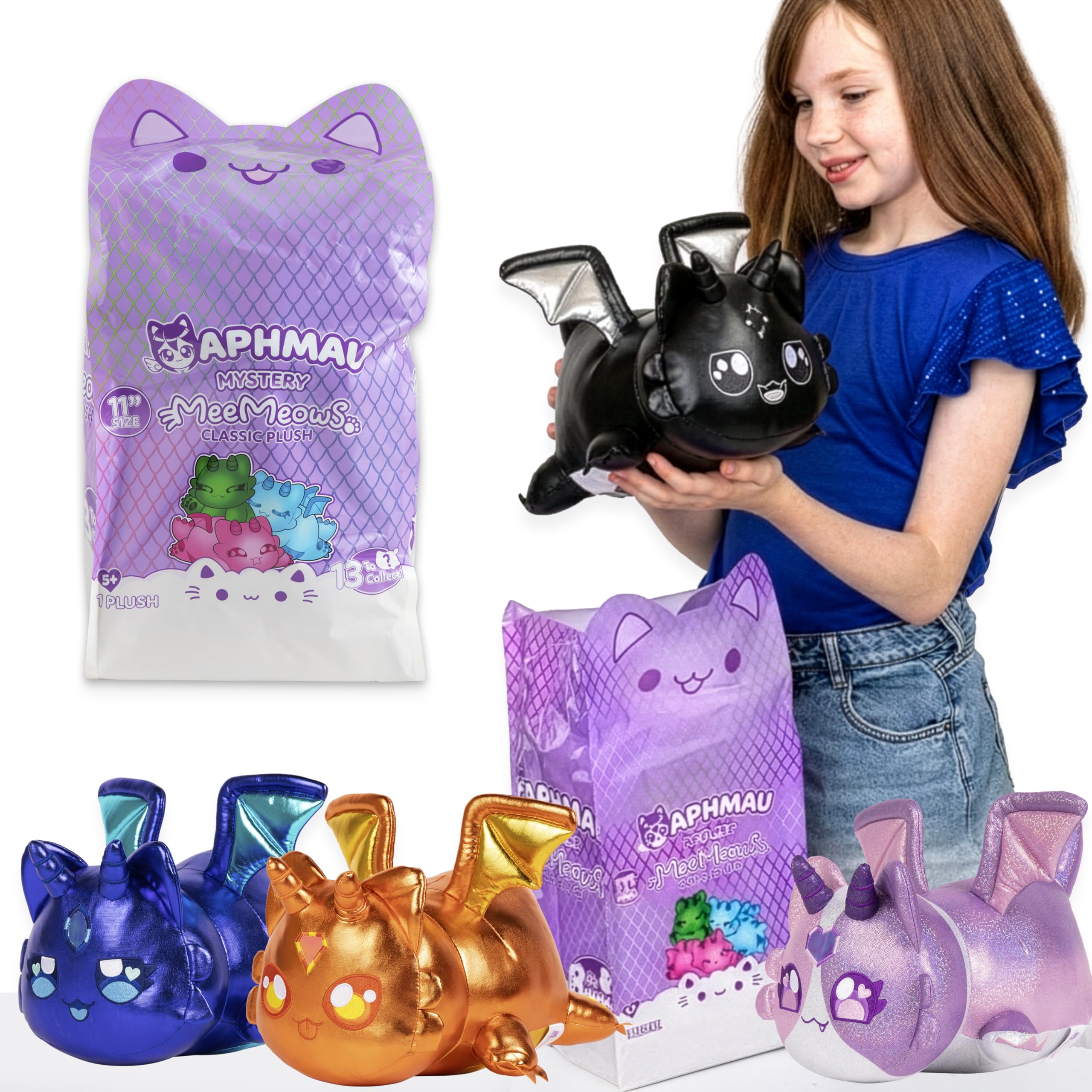 Aphmau MeeMeows 11” Classic Mystery Plush, Dragon, YouTube Minecraft Gaming Channel, Aphmau Plush Mystery Box, Blind Box, 1 of 13 Possible Dragon MeeMeows, Official Aphmau Merch