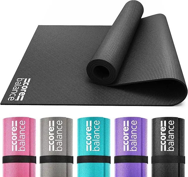 Core Balance 6mm Thick Non-Slip Yoga Mat with Carry Strap