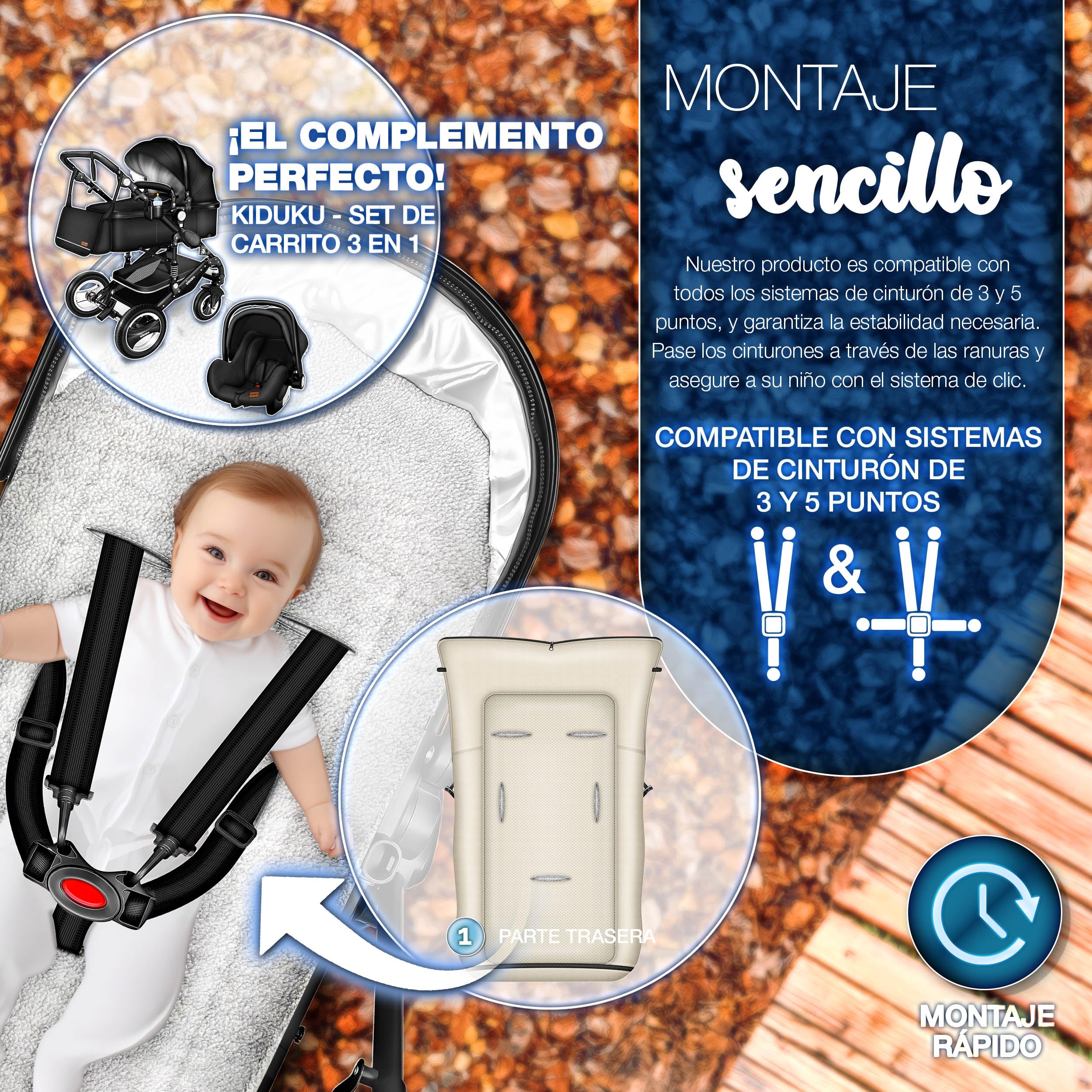 KIDUKU Saco de Invierno para Cochecito, Carrito | Saco Universal Térmico para Bebé, Silla de Paseo, Carro | Lavable | con Cremallera y Gran Bolsillo