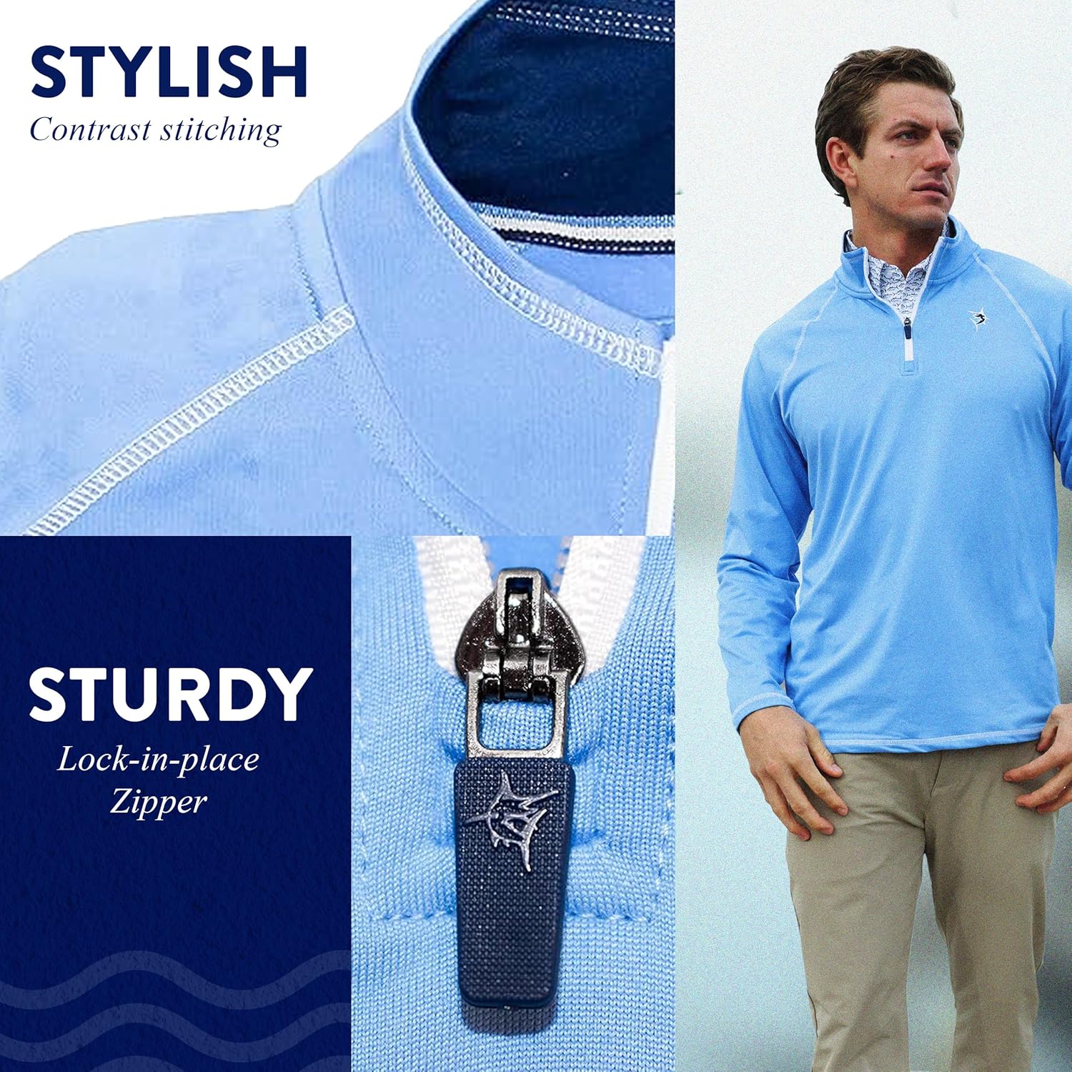 White Water Life New Harbor Mens 1/4 Zip Pullover – Ultra-Soft Brushed Stretch Performance Long Sleeve Golf Shirt Men - Image 5