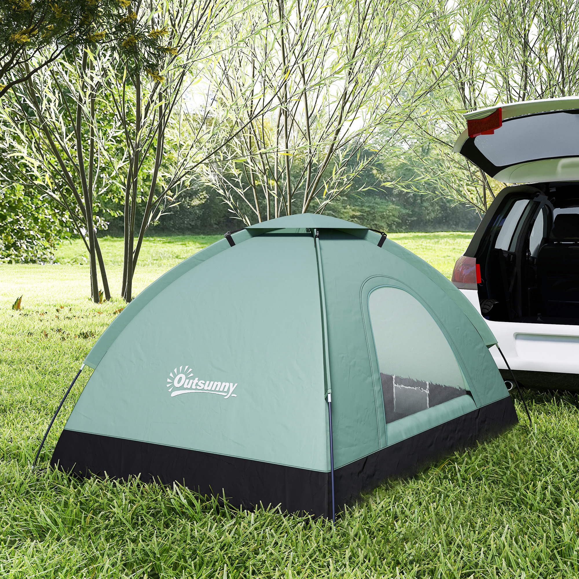 Outsunny Tente de Camping 2 Personnes Camouflage Tente dôme légère ventilée Facile à Monter avec Portes zippées, Poche de Rangement Sac de Transport Inclus Oxford