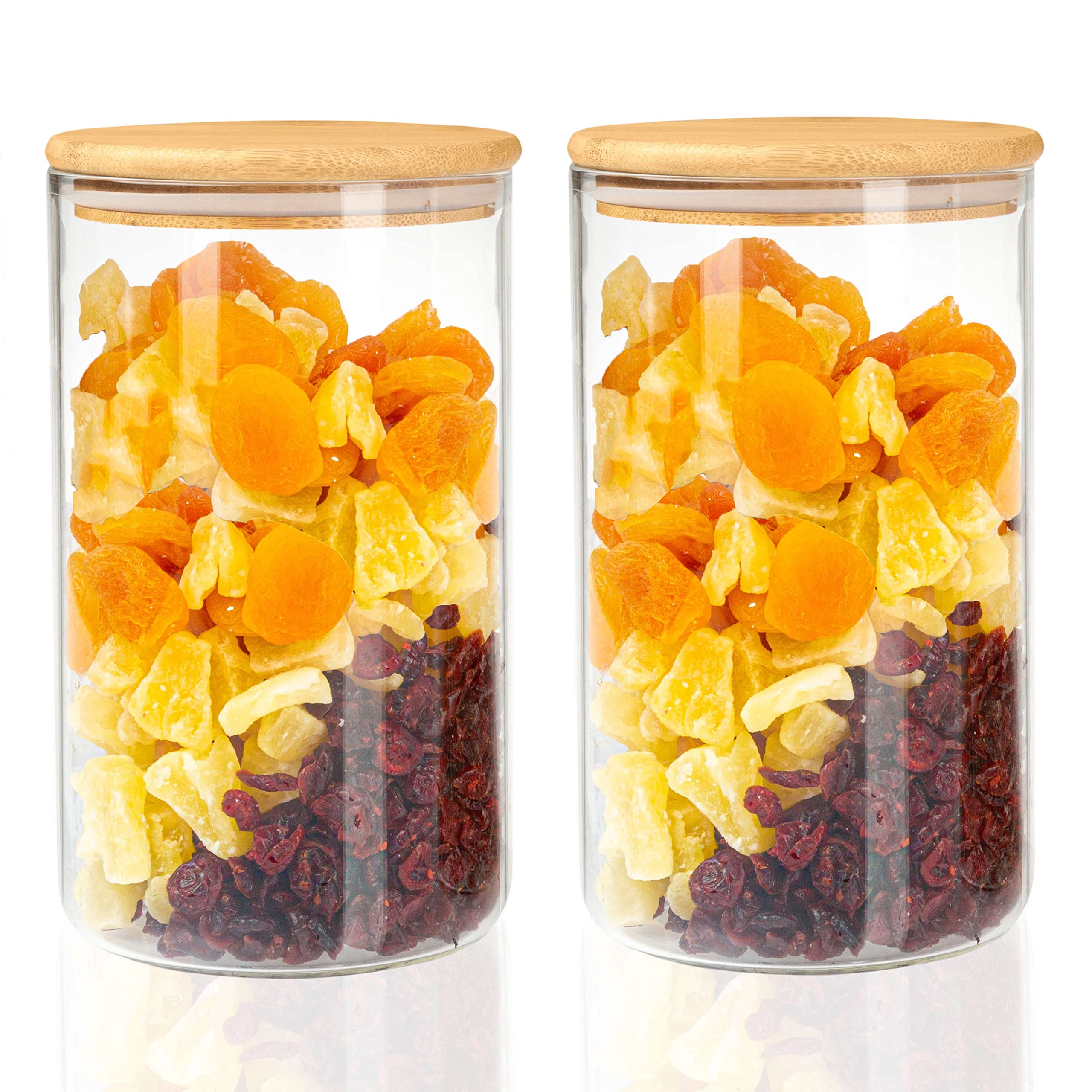 Glass Food Storage Containers with Bamboo Lids, 2 Pack - 100 oz Airtight Clear Kitchen Organization Canisters - Crutello is a Family-Owned American Brand