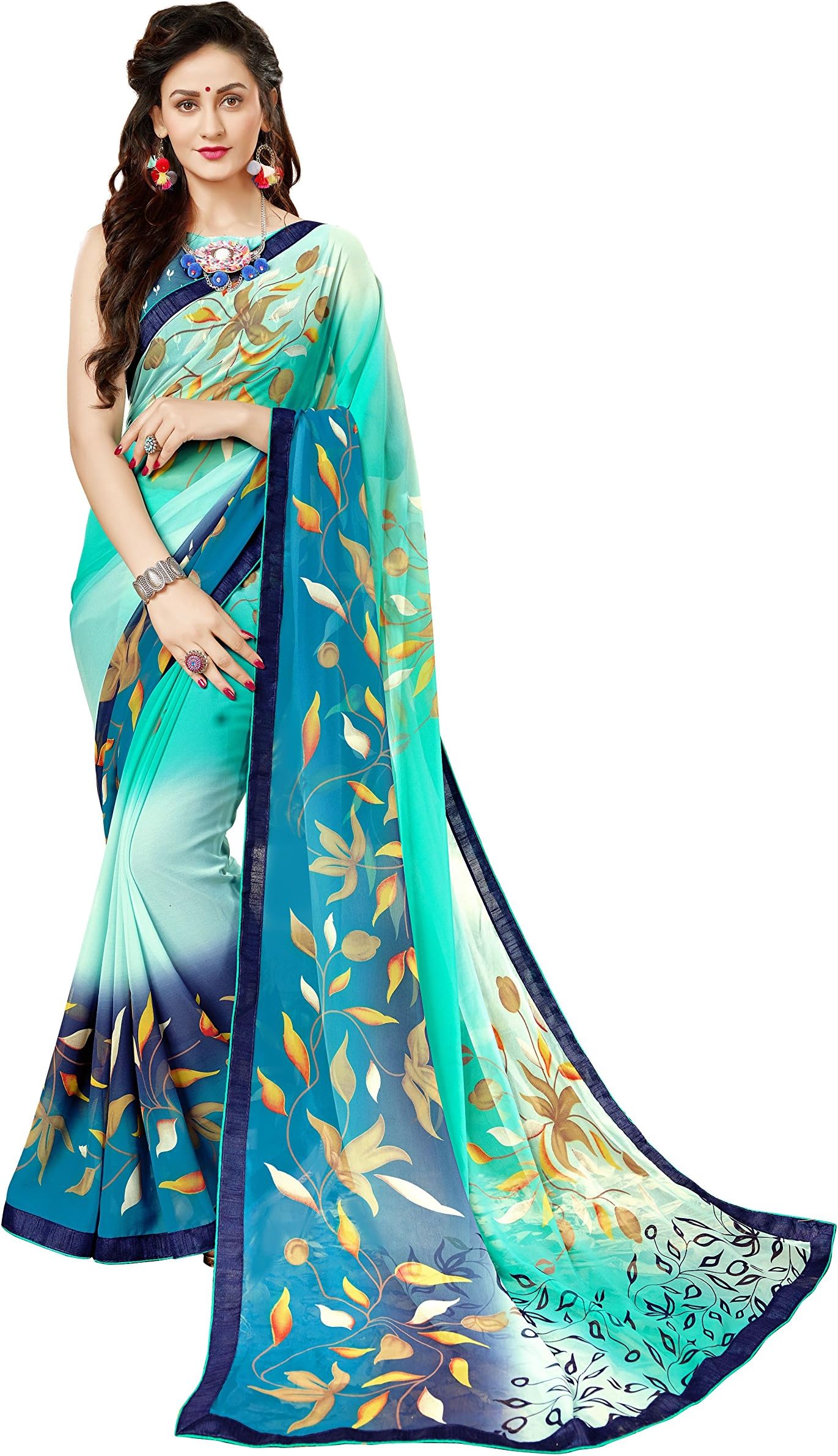 Sutram Women's Georgette Saree with Blouse Piece