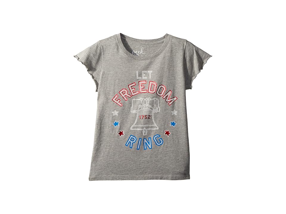 

PEEK Let Freedom Ring Tee (Toddler/Little Kids/Big Kids) (Heather Grey) Girl's T Shirt, Gray