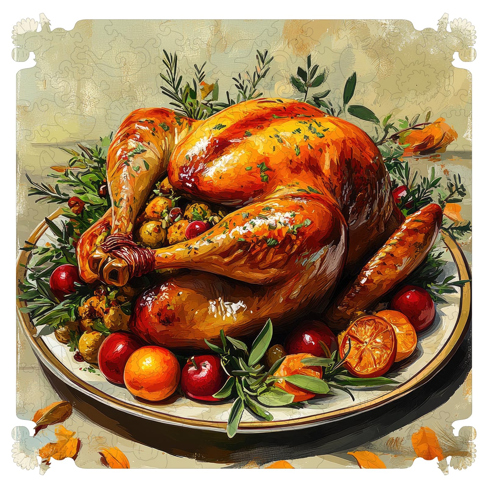 Thanksgiving Fall Puzzle for Adults, 200 Piece Turkey Wooden Puzzles Medium Size Unique Shaped Jigsaw Puzzles,Thanksgiving Gifts for Family Friends