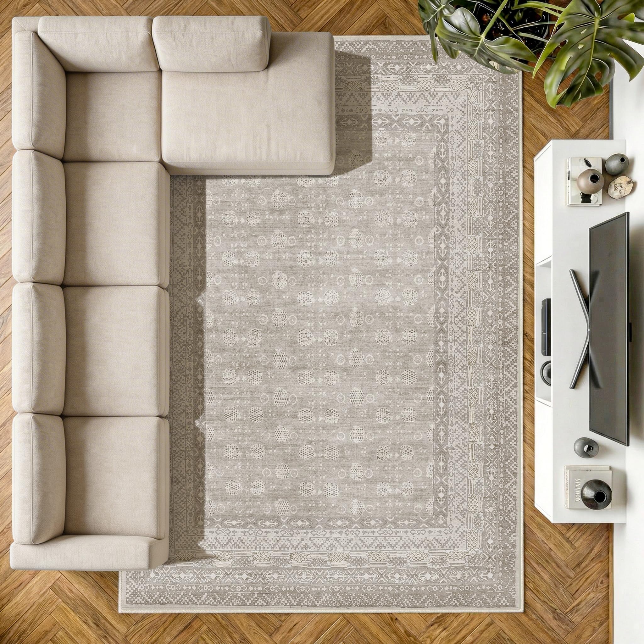 Decoranddecor Traditional Rugs Living Room 200x290cm Washable Non-Slip