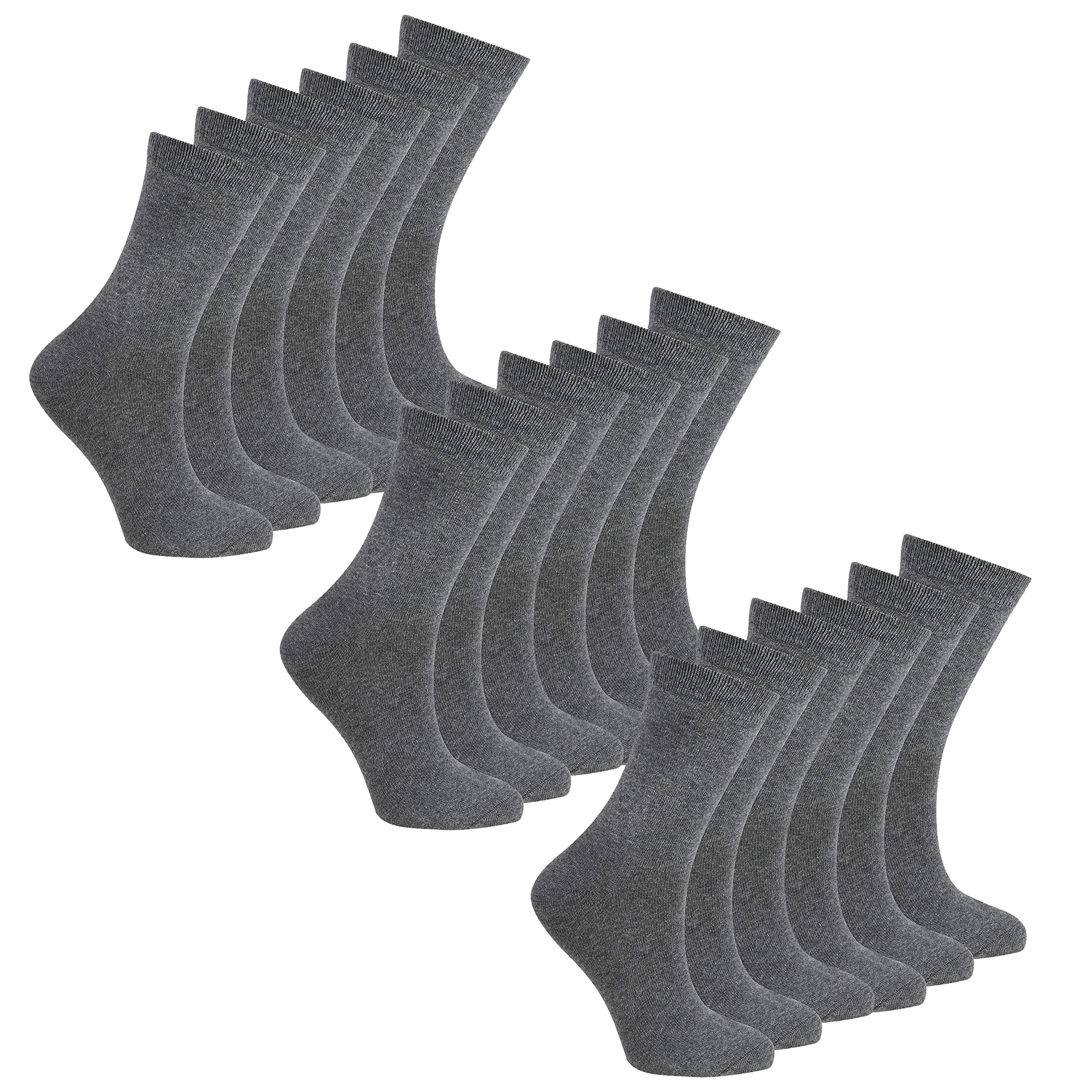 Metzuyan Boys Grey - 9 Pairs Kids Infant Teens Cotton Rich Back To School Short Ankle Socks 9 Pairs Grey 12.5-3.5