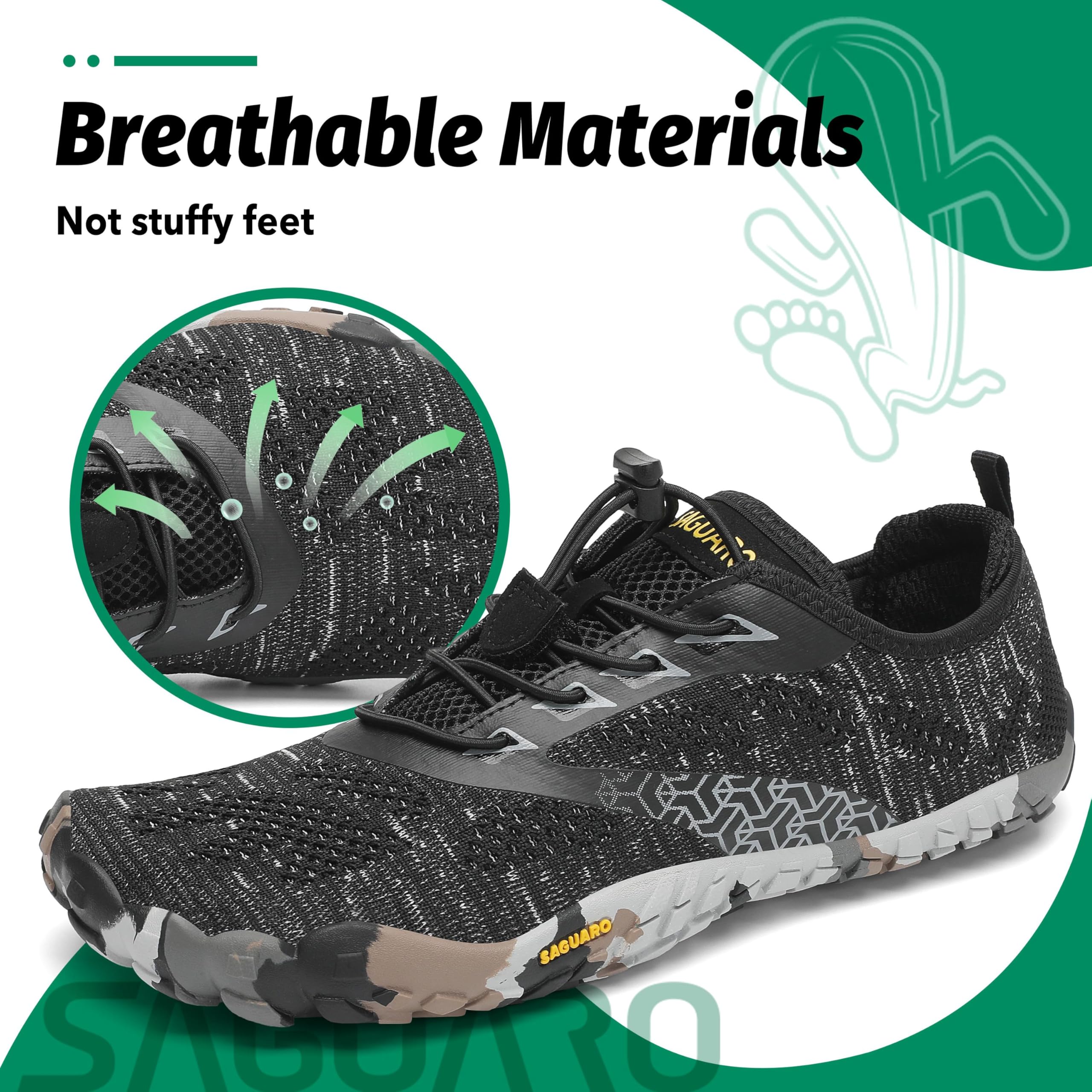 SAGUARO Scarpe Barefoot con Dita per Trekking Trail Running Ginnastica, 36-48