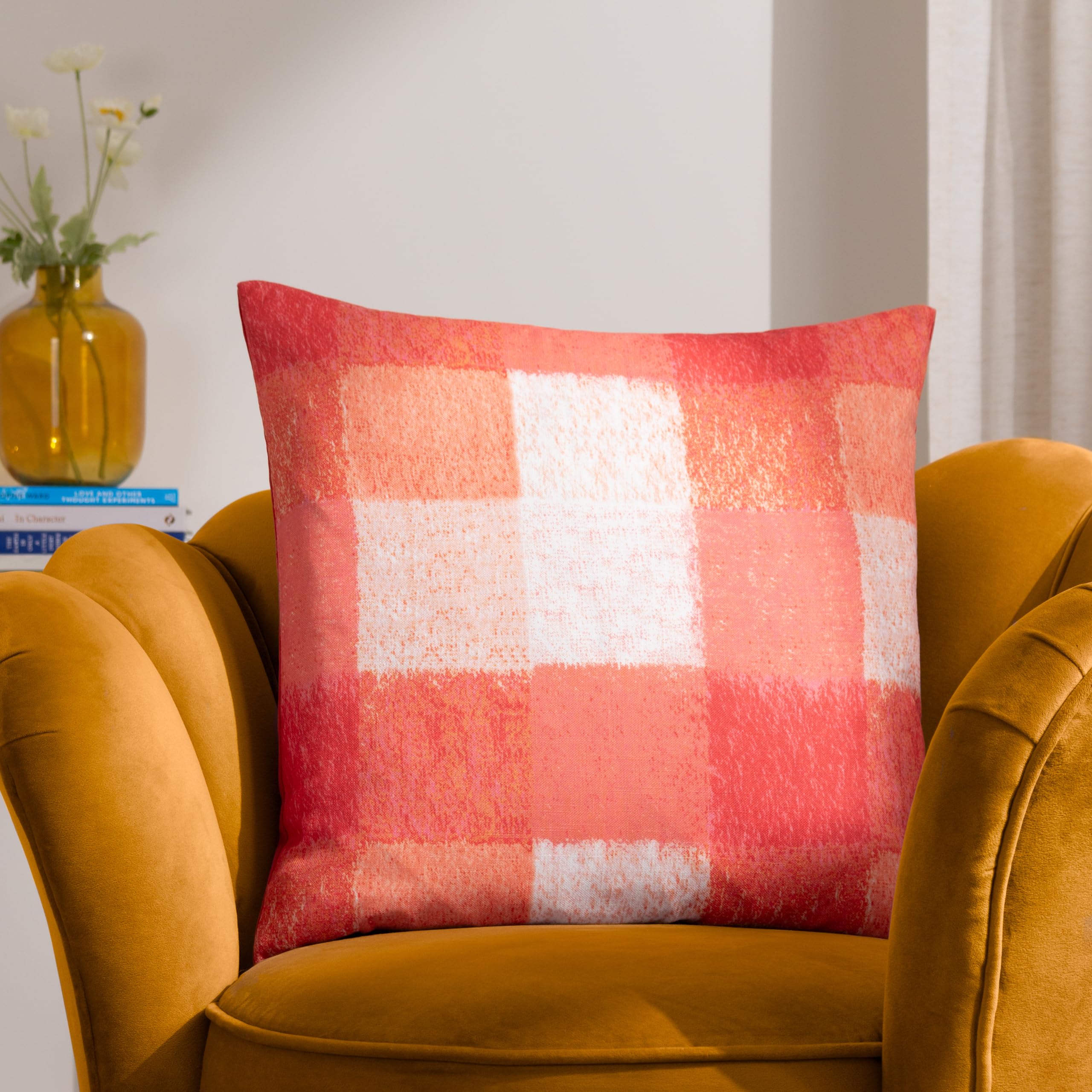 furn. Alma Check Feather Filled Cushion