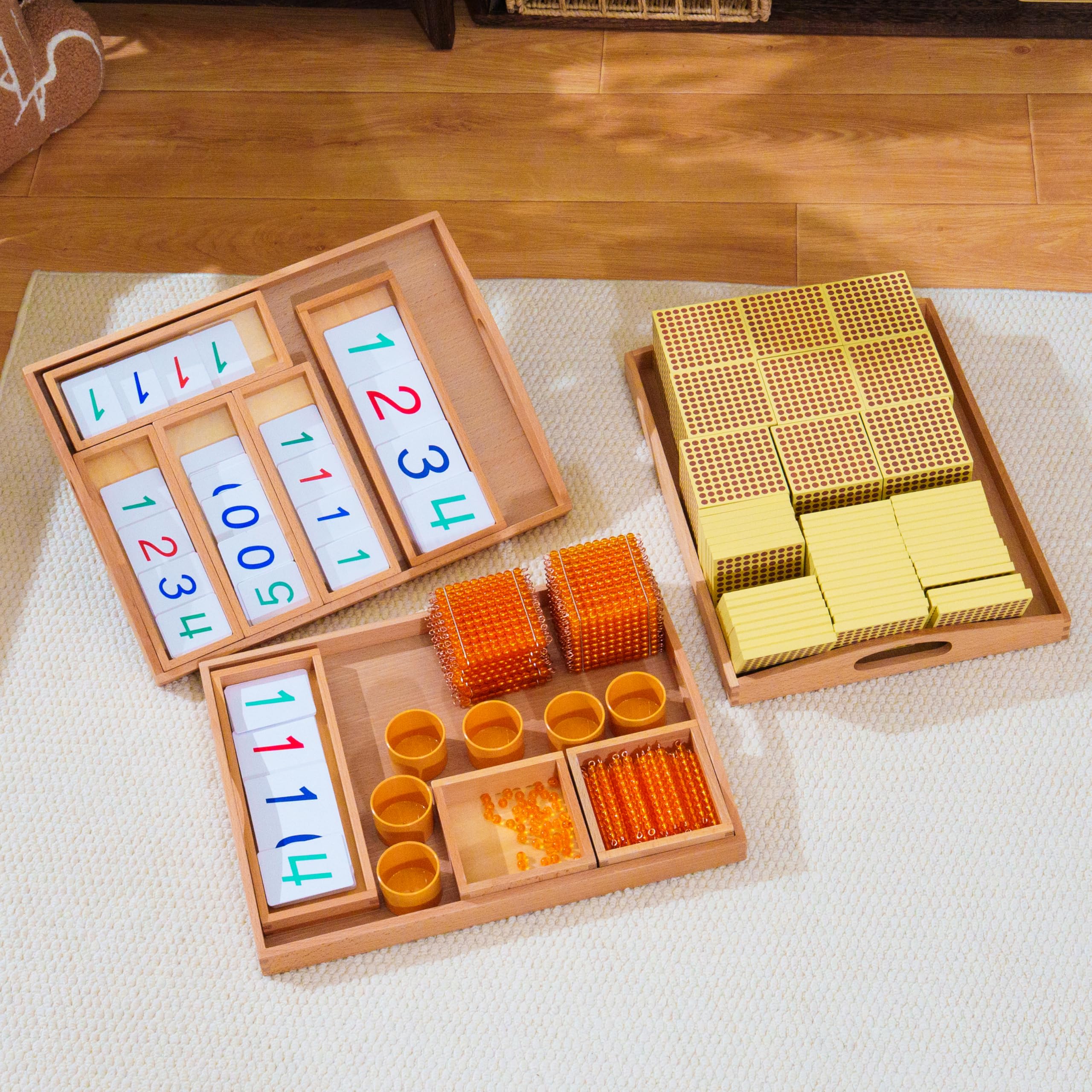 Montessori Matemáticas Materiales – Juguete educativo de madera para números y cálculo, preescolar y escuela primaria, educación en casa y aula a partir de 3 años (juego Montessori)