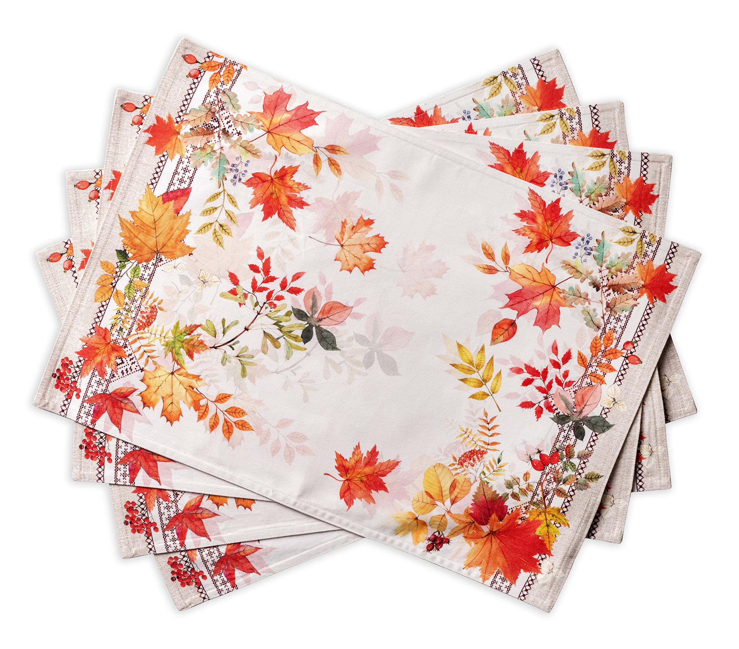 Maison d'Hermine Placemats Set of 4 100% Cotton Washable Cloth Place mats, Home, Kitchen, Wedding, Restaurant - Gifts for Mothers Day Spring/Summer (Amarante, 33cm x 48cm)