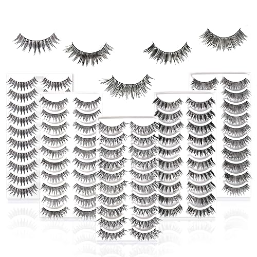 Juego de 50 pares de 5 estilos de pestañas postizas MUSELASH profesionales, 100% hechas a mano, naturales, glamorosas, demi wispies, multipaquetes