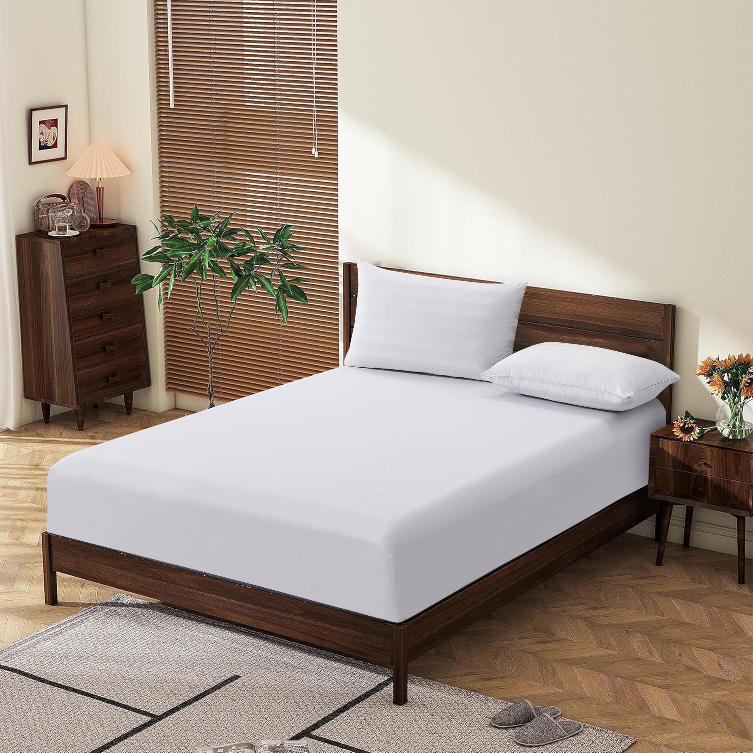California King Size prześcieradła z egipskiej bawełny, gęstość splotu 600, 40 cm, głęboka kieszeń, odporne na kurczenie się i blaknięcie - łatwe w pielęgnacji (1 prześcieradło z gumką California