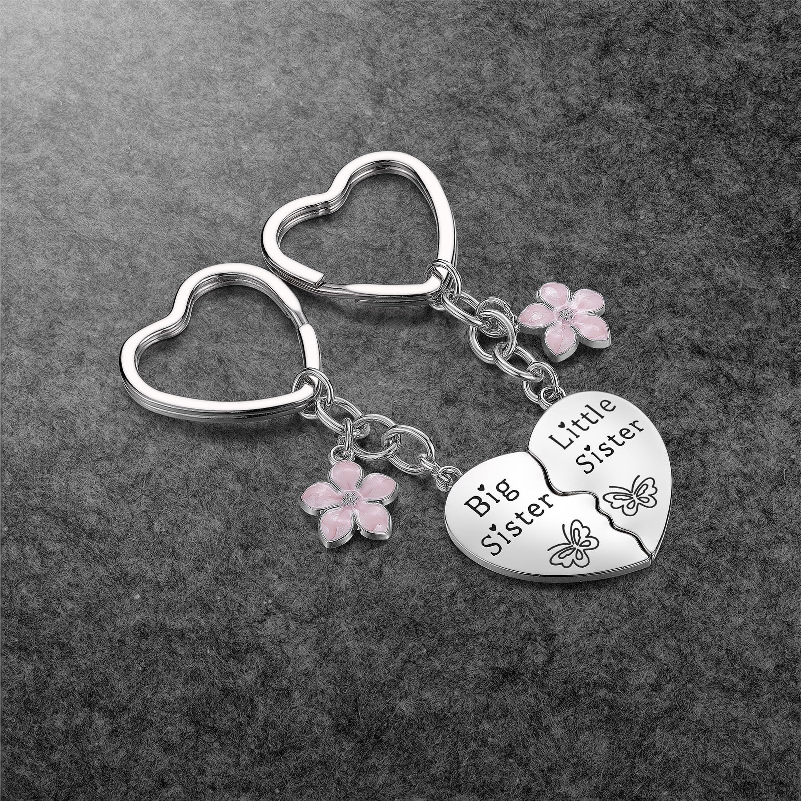 Lcbulu Sister Gifts from Sisters - 2PCS Big Little Sisters Matching Heart Keychain, Christmas Birthday Gifts for Sister