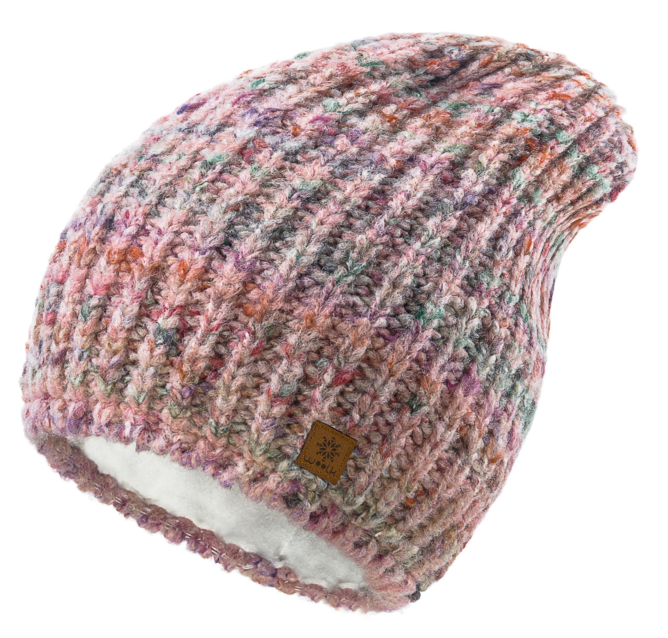 4sold Knit Wool Beanie Hat for Ladies Fleece Line Ski Skull Cap Slouchy Winter Hats for Women