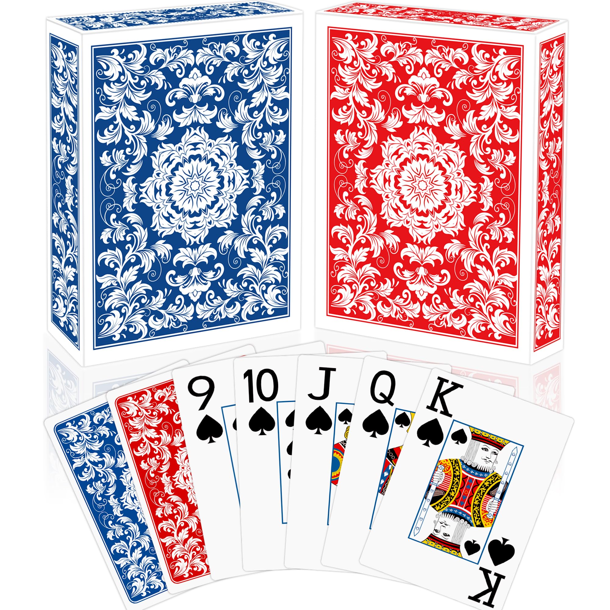 Playing Cards,Deck of Cards,Playing Card 2 Pack,Poker Cards Set,Jumbo Large Print Playing Cards for Adults Seniors,Card Games for Family Game Night Party (Blue and Red)