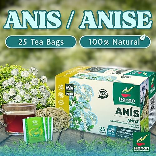 Miniatura 2 de Hanan Anís Tea 25 Bolsitas de té de hierbas - Te de Anis Natural para la Salud Digestiva, Anís Seco Hierbas Anís Planta y Hojas para Té de Hierbas