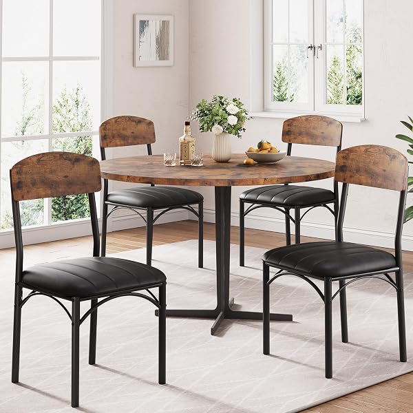 Vintage Industrial Upholstered Dining Chairs