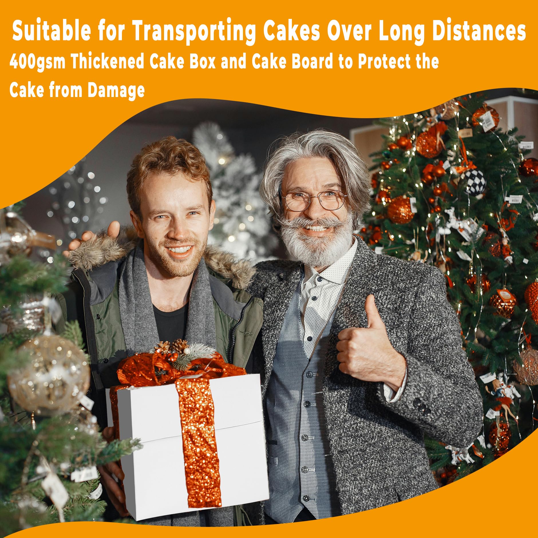 Cajas para tartas de 10 x 10 x 10 pulgadas con tablas para tartas, paquete de 10 cajas altas de alta calidad con ventana de exhibición, contenedor desechable para tartas para Navidad