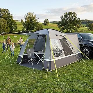High Peak 3-in-1 Autozelt Campingzelt Vorzelt 370x280x210cm –4000mm Wassersäule, eingenähter Zeltboden, Moskitonetze, UV-Schutz–Ideal für SUV, VW, Bus, Wohnmobil, Van, Outdoor, Reisen & Festival