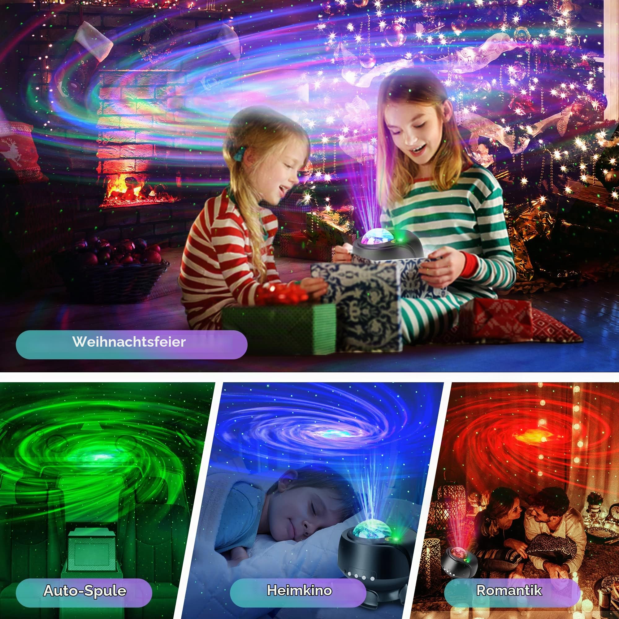 Sternenhimmel Projektor - Nachtlicht Sternenhimmel Galaxy Projector mit Fernbedienung, Timer & Bluetooth-Lautsprecher, Aurora Projektor Sternenlicht Projektor zum Deko Schlafzimmer